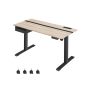 Augstumā regulējams elektriskais rakstāmgalds 60 x 140 cm ar rozetēm un USB portiem, pelēks - melns