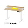 Elektriski augstumā regulējams rakstāmgalds ar apgaismojumu 60x120x120 cm, balts/gaiši brūns