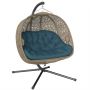 Подвесное кресло-качалка Outsunny 132x126x172 см, черно-бежевое.