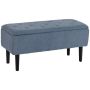 Mīksts sols ar mantu kasti Homcom 95x38x45cm, zils/melns