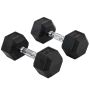 Набор из 2 гантелей Homcom 13,5x13,5x31см, черный/серебристый