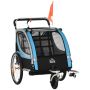 Bērnu velosipēda piekabe Homcom 142x75x101cm, melnas/zilas krāsas