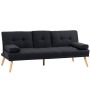 Диван-кровать Homcom 181x77x78 см, черный/светло-коричневый