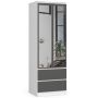 Шкаф AKORD Star S60, 2 дверцы и 2 ящика, белый/серый, 60 × 180 × 51 см