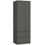 Шкаф AKORD STAR S60, 2 дверцы и 2 ящика, серый, 60 × 180 × 51 см