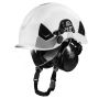 Industriāla ABS ķivere ar vizieri un ausu aizsargiem, 6 punktu piekare, ventilējama, būvniecībai