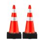 Oranži PVC satiksmes konusi, 8x30 collas, ar melnu pamatni