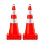 Drošības satiksmes konusi, oranži PVC, 6 x 28", ar apkaklēm un atsvaru pamatni