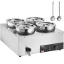 Elektriskais zupas sildītājs, 4 x 7,4 l nerūsējošā tērauda katli, 1500 W, regulējama temperatūra