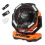 Pārnēsājams uzlādējams ventilators ar LED apgaismojumu, USB, 4 ātrumi, taimeris, 330 mm