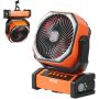 Pārnēsājams uzlādējams ventilators ar LED apgaismojumu, USB, 4 ātrumi, taimeris, 228,6 mm