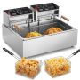 Elektriskā komerciālā fritēšanas ierīce, nerūsējošā tērauda, ​​18 qt, sudrabkrāsas