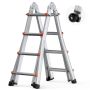 Teleskopiskas alumīnija 13 pēdu kāpnes ar A-veida rāmi, celtspēja 330 mārciņas