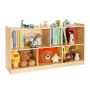 Montessori bērnu grāmatu plaukts, 114 cm, brūns, 5 daļu vitrīna