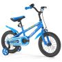 Детский велосипед BMX, 35,56 см, синий, с дополнительными колёсами.