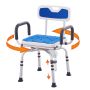 Grozāms dušas krēsls ar roku balstiem un atzveltni, neslīdošs, regulējams, 360°