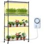 Металлическая подставка для растений с фитолампой мощностью 180 Вт, 4 яруса, 89x31x145 см.