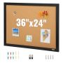 Пробковая доска размером 36x24 дюйма с рамой из МДФ и 10 булавками.