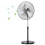 Industriāls 20 collu oscilējošs grīdas ventilators, melns, regulējams augstums, 3 ātrumi