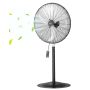 Industriāls 30 collu oscilējošs grīdas ventilators, melns, regulējams augstums, 3 ātrumi
