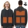 Apsildāms unisex kapučjakas krekls, 7.4 V, m, melns