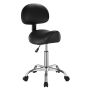 Ergonomisks seglu formas salona krēsls, regulējams augstumā, melna PU āda, ritentiņi