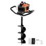 Benzīna zemes urbis 43 cm³ 1250 W ar 8 collu urbi, oranžs
