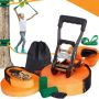 Slackline komplekts ar treniņu virvi 18,29 m pieaugušajiem un bērniem