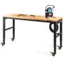 Augstumā regulējams garāžas darbagalds 122x61 cm, koka virsma, metāla rāmis, riteņi, celtspēja 720 kg