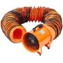 25,4 cm pārnēsājams industriālais ventilators ar 10 m gaisa šļūteni, oranžs