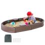 Bērnu smilšu kaste ar vāku, 72x41,5x9,1 collas, brūna, HDPE, 4 stūra sēdekļi