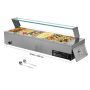 Komerciāls elektriskais nerūsējošā tērauda pārtikas tvaicētājs, 1500 W, 6 x 1/3 izmēra katli