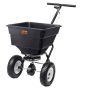 Zāles izkliedētājs 45,4 kg, tērauds, melns, 30,5 cm riteņi