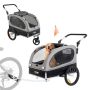 Suņu velosipēda piekabe ratiņi, līdz 40 kg, melni/pelēki