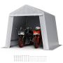 Уличный сарай для хранения вещей, 8x8 футов, водонепроницаемый, серый, с дверью и вентиляцией.