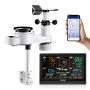 5 vienā Wi-Fi meteoroloģiskā stacija, 190,5 mm VA displejs, saules enerģija, āra sensors, laika prognozēšanai