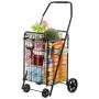 Salokāmi iepirkumu ratiņi ar grozāmiem riteņiem, melni, 40,8 kg