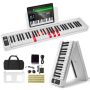 Электронное цифровое пианино со складными клавишами, 61 клавиша, белое, Bluetooth, MIDI.