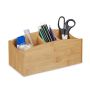 Writing instrument organizer with 4 compartments 11.5x26x13 cm., light brown