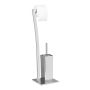 Toilet paper holder with toilet brush 75x20x20cm., silver color
