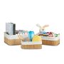 Set of 3 baskets, light brown/white