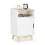 Bedside table 74x43x40cm., white/light brown