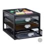 Document drawer with 3 compartments 23x27.5x35 cm., black