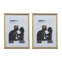 Set of 2 photo frames 19x14x2cm., gold/white color