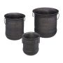 Set of 3 pots, dark grey