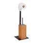Toilet paper holder with toilet brush 60x20x20cm., light brown/black/silver color