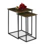 Set of 2 tables, black/gold