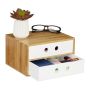 Writing utensil drawer with 2 compartments 14x25x20 cm., light brown/white