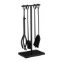 4 kamīna instrumentu komplekts un statīvs 57x25x18cm., melns