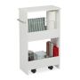 Shelf on wheels 67x20x43cm., white/silver/black